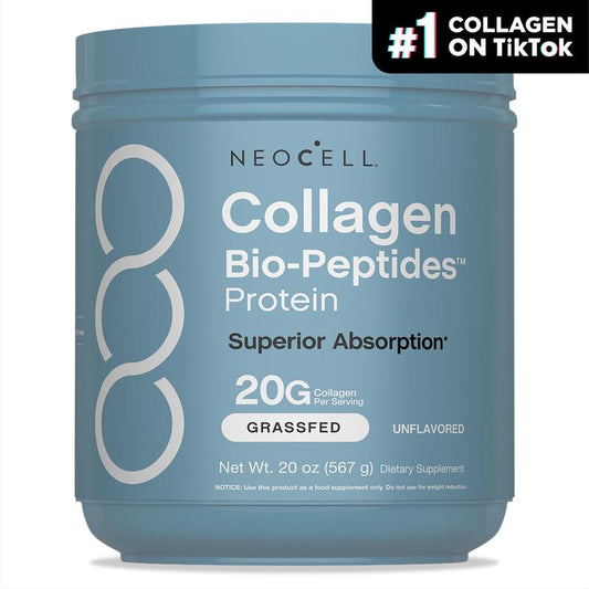 Neocell Collagen Bio-Peptides Powder - 20oz Premium Grassfed Protein Supplement Packed with 18 Essential Amino Acids for Ultimate Health and Wellness